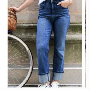 Mersea Bessie Straight Leg Cuffed Jeans in "Faded Ink" Size 25. NWT!!